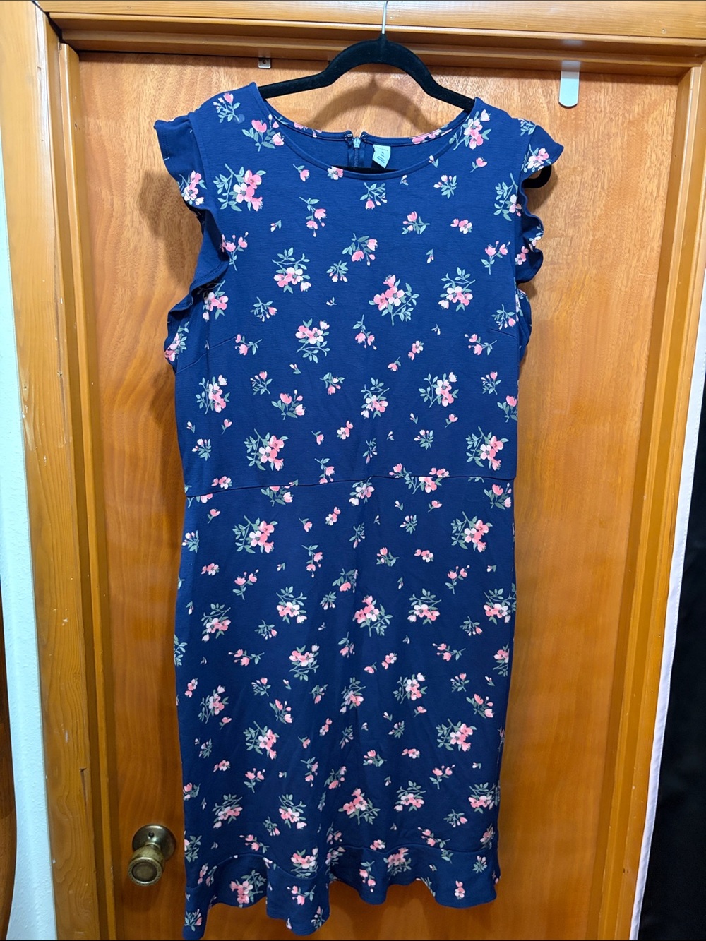 Old Navy - Navy Floral Ruffle Sleeve Dress with Pink Blooms